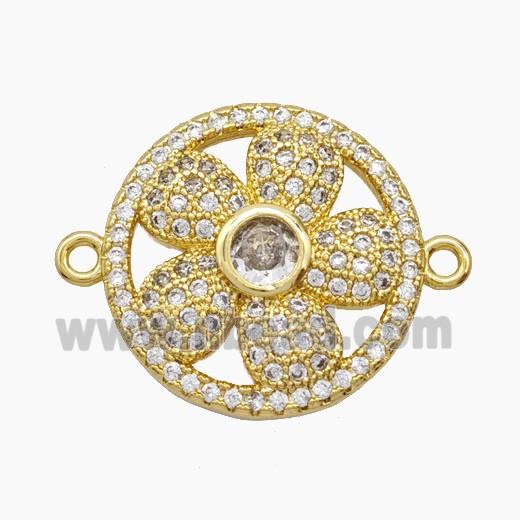 Copper Pendant Pave Zircon, Gold Plated