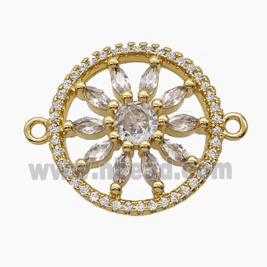 Copper Pendant Pave Zircon, Gold Plated