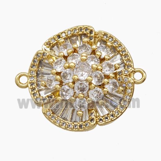 Copper Pendant Pave Zircon, Gold Plated