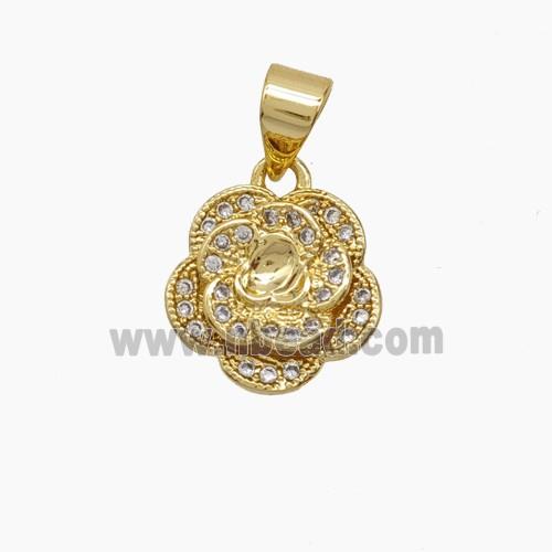 Copper Pendant Pave Zircon, Gold Plated