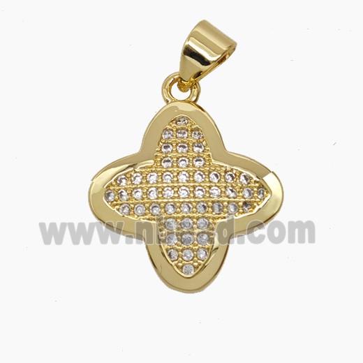 Copper Pendant Pave Zircon, Gold Plated