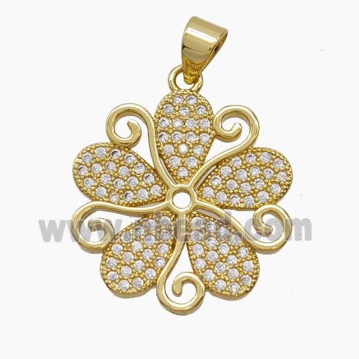 Copper Pendant Pave Zircon, Gold Plated