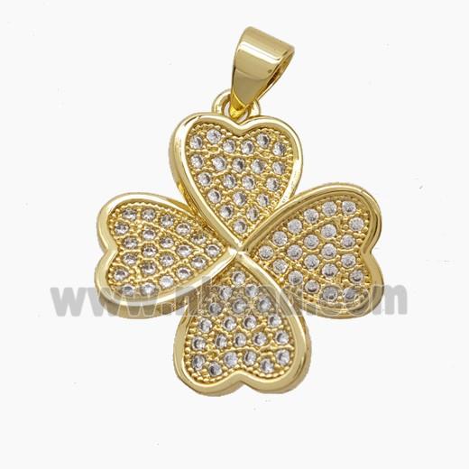 Copper Pendant Pave Zircon, Gold Plated