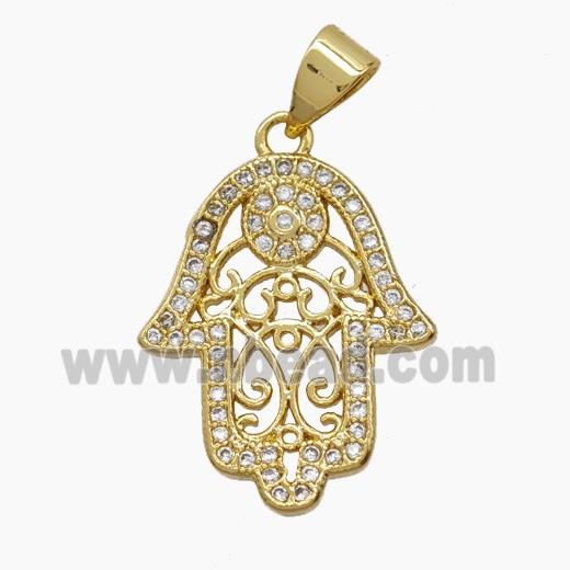 Copper Pendant Pave Zircon, Gold Plated