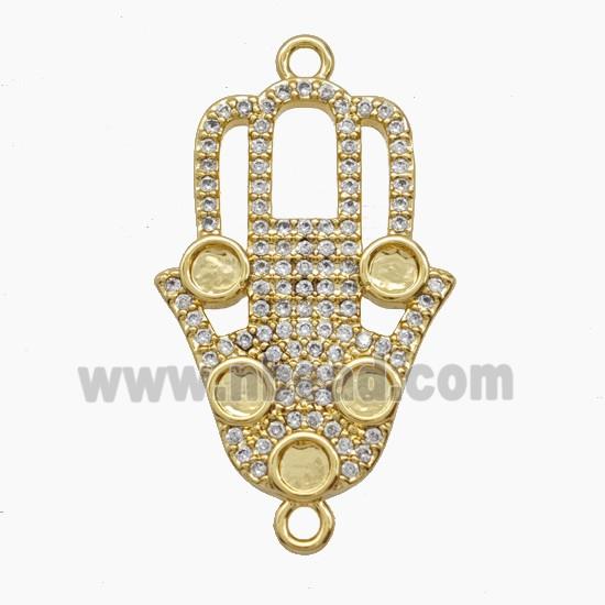 Copper Pendant Pave Zircon, Gold Plated