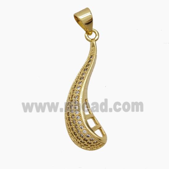 Copper Pendant Pave Zircon, Gold Plated