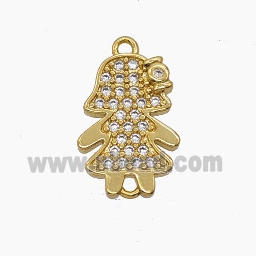 Copper Pendant Pave Zircon, Gold Plated