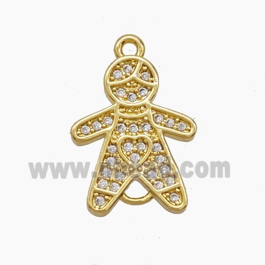 Copper Pendant Pave Zircon, Gold Plated