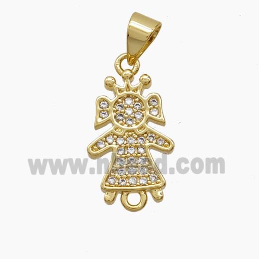 Copper Pendant Pave Zircon, Gold Plated