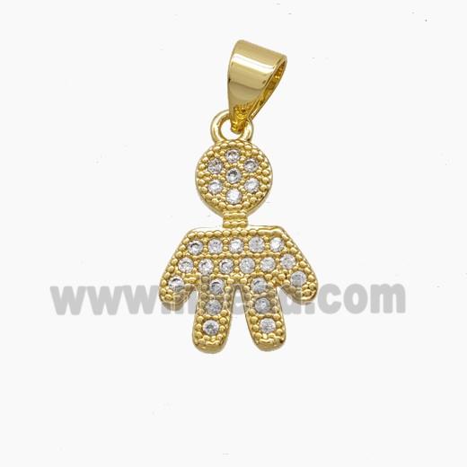 Copper Pendant Pave Zircon, Gold Plated