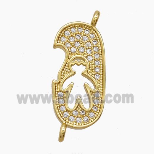 Copper Pendant Pave Zircon, Gold Plated