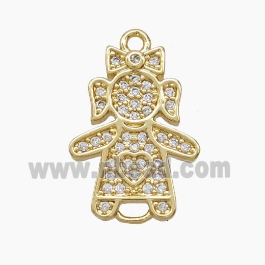 Copper Pendant Pave Zircon, Gold Plated