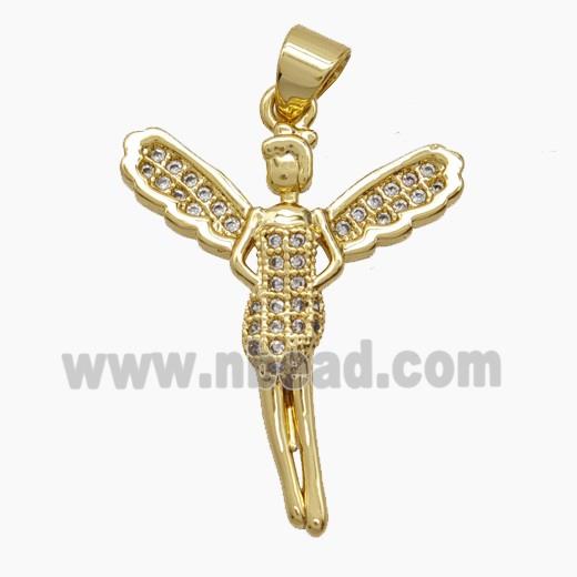Copper Pendant Pave Zircon, Gold Plated