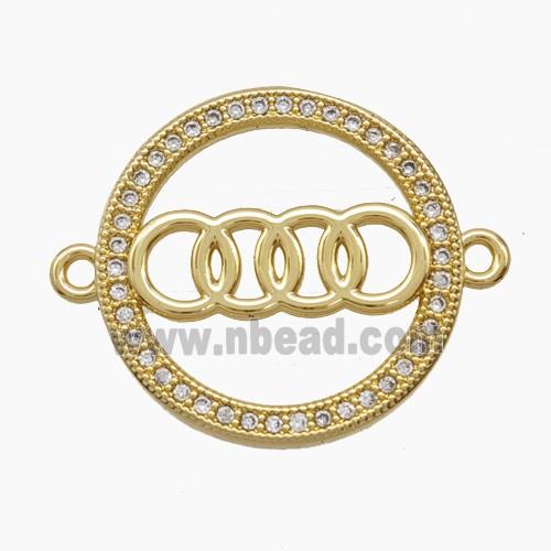 Copper Pendant Pave Zircon, Gold Plated