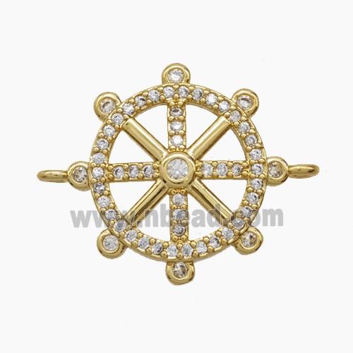 Copper Pendant Pave Zircon, Gold Plated