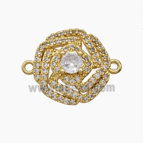 Copper Pendant Pave Zircon, Gold Plated