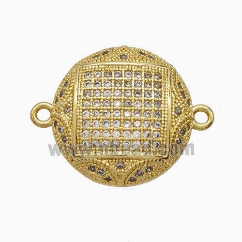 Copper Pendant Pave Zircon, Gold Plated