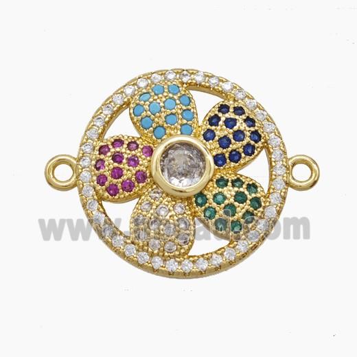 Copper Pendant Pave Zircon, Gold Plated