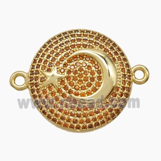 Copper Pendant Pave Zircon, Gold Plated