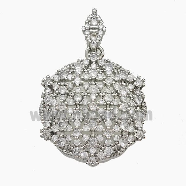 Copper Pendant Pave Zircon, Gold Plated