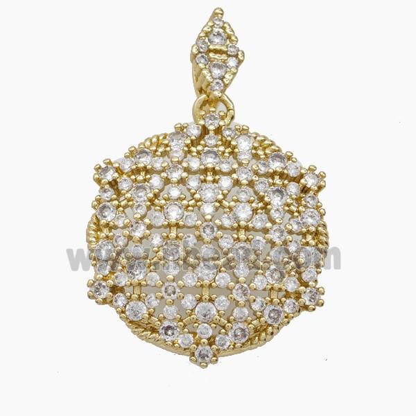Copper Pendant Pave Zircon, Gold Plated