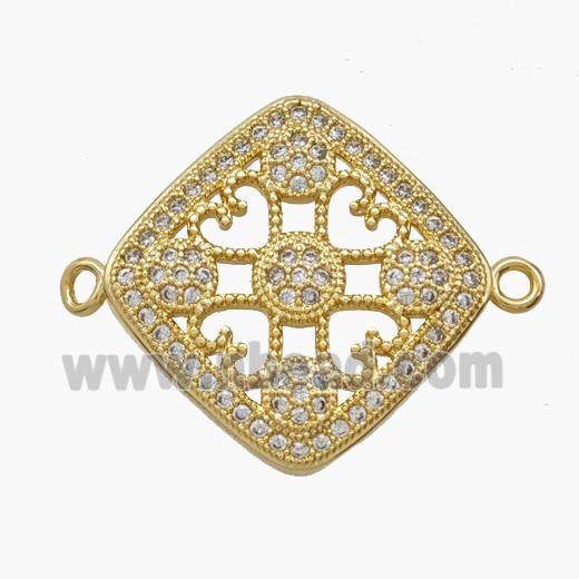Copper Pendant Pave Zircon, Gold Plated