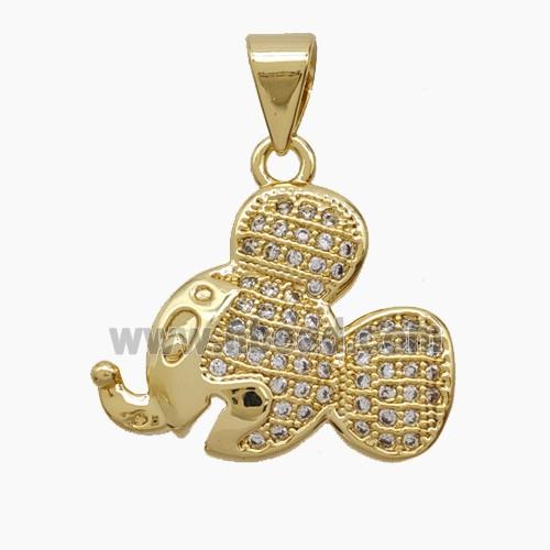 Copper Pendant Pave Zircon, Gold Plated