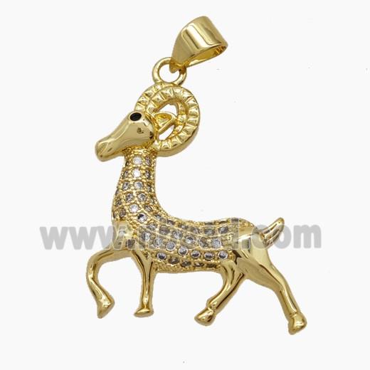 Copper Pendant Pave Zircon, Gold Plated