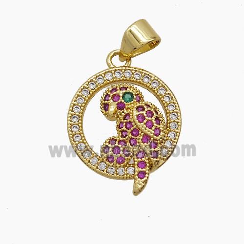 Copper Pendant Pave Zircon, Gold Plated