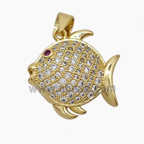 Copper Pendant Pave Zircon, Gold Plated