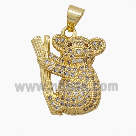 Copper Pendant Pave Zircon, Gold Plated