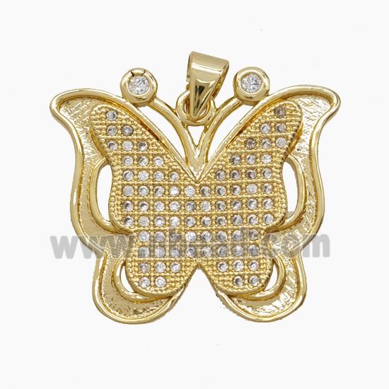 Copper Pendant Pave Zircon, Gold Plated