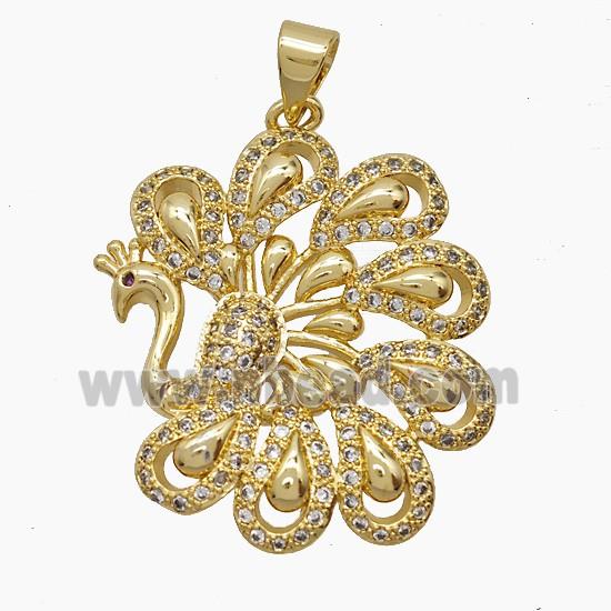 Copper Pendant Pave Zircon, Gold Plated