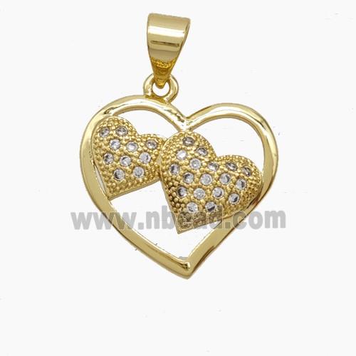 Copper Pendant Pave Zircon, Gold Plated