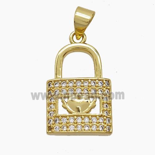 Copper Pendant Pave Zircon, Gold Plated