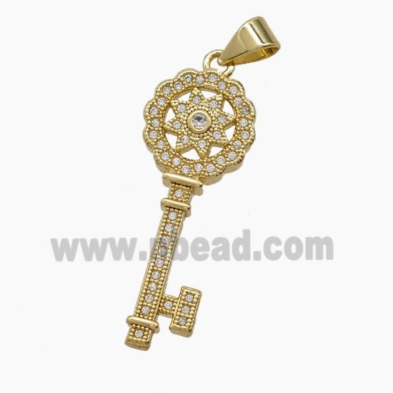 Copper Pendant Pave Zircon, Gold Plated