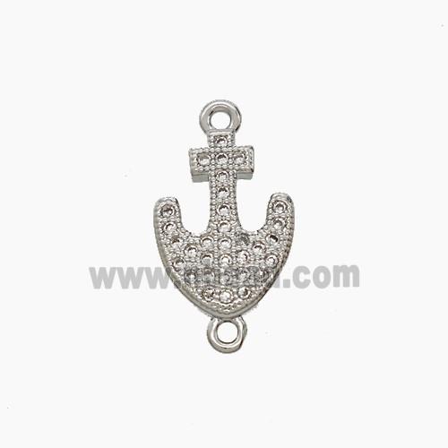 Copper Anchor Connector Micropave Zirconia Platinum Plated