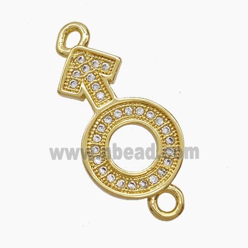 Copper Male-Sign Connector Pave Zirconia 18K Gold Plated