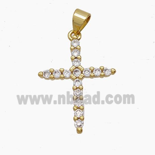Copper Cross Pendant Pave Zirconia 18K Gold Plated