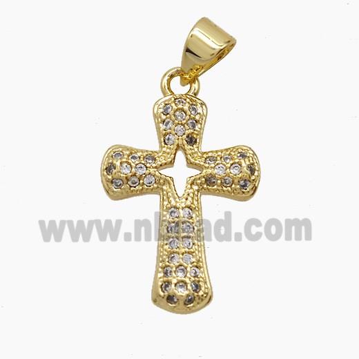 Copper Cross Pendant Pave Zirconia 18K Gold Plated
