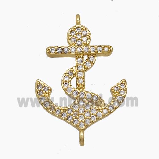 Copper Anchor Pendant Pave Zirconia 18K Gold Plated