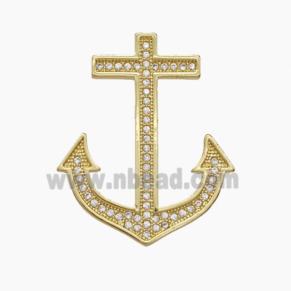 Copper Anchor Pendant Pave Zirconia 18K Gold Plated