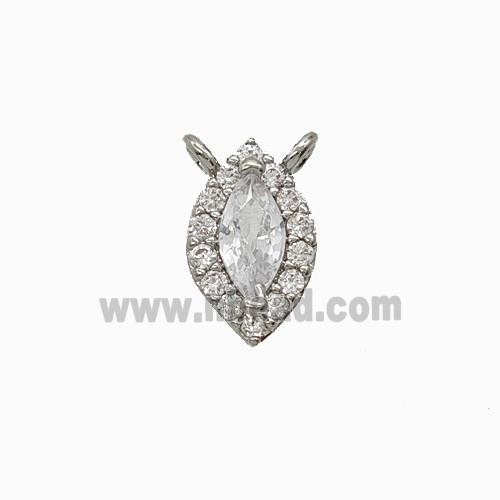 Copper Eye Pendant Pave Zirconia Crystal Glass 2loops Platinum Plated