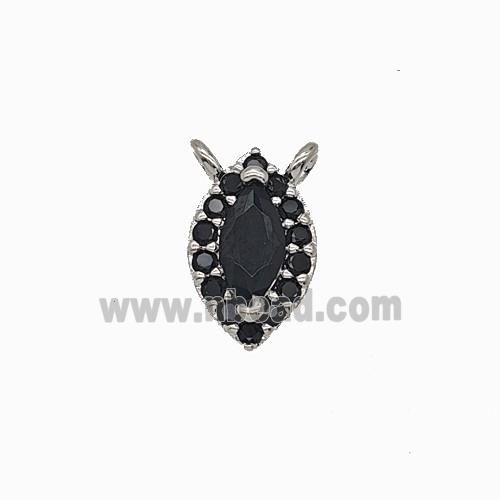 Copper Eye Pendant Pave Zirconia Black Crystal Glass 2loops Platinum Plated