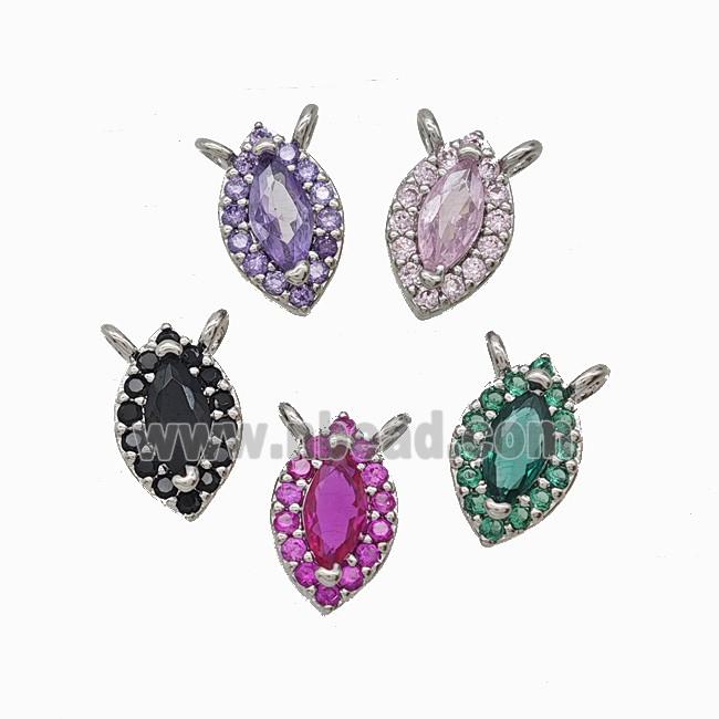 Copper Eye Pendant Pave Zirconia Crystal Glass 2loops Platinum Plated Mixed