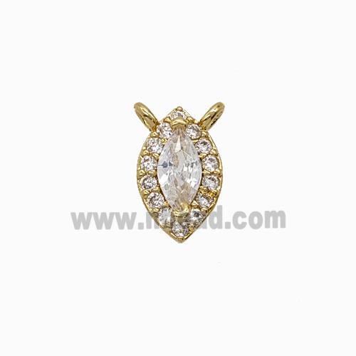Copper Eye Pendant Pave Zirconia Crystal Glass 2loops Gold Plated