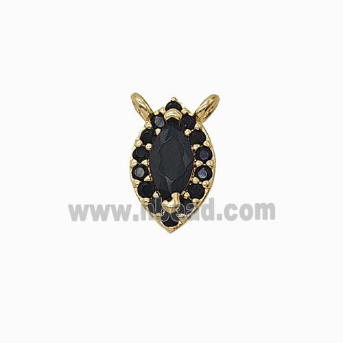 Copper Eye Pendant Pave Zirconia Black Crystal Glass 2loops Gold Plated