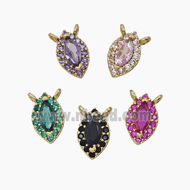 Copper Eye Pendant Pave Zirconia Crystal Glass 2loops Gold Plated Mixed