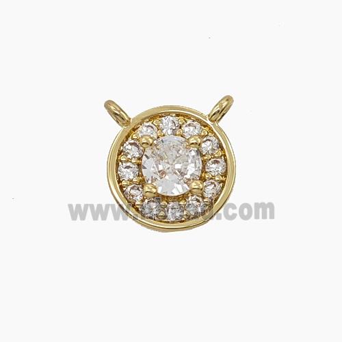 Copper Circle Pendant Pave Zirconia Crystal Glass 2loops Gold Plated