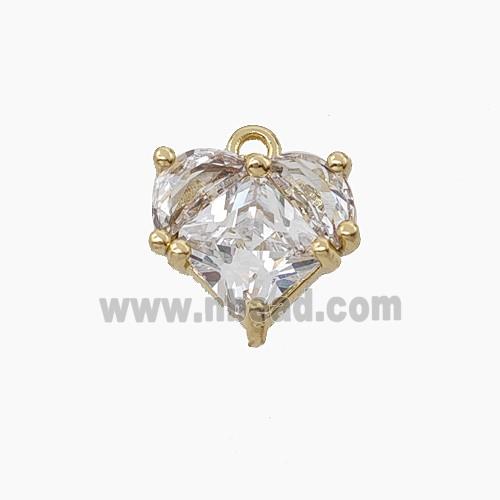Copper Heart Pendant Pave Crystal Glass Gold Plated